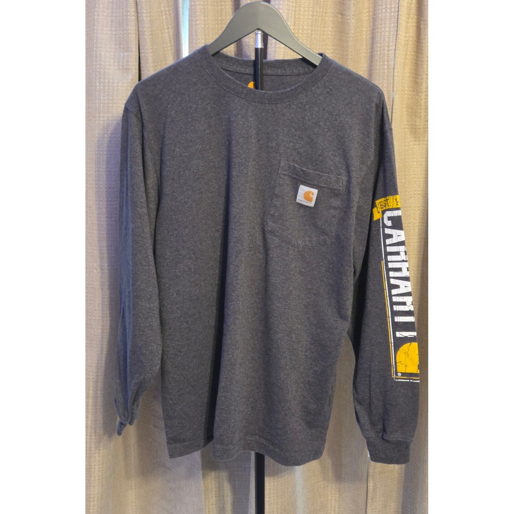 Carhartt Long-Sleeve Pocket T-Shirt Men's Size Medium‎ Dark Gray